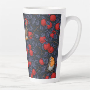 Rotkehlchen im Apfelbaum/ blau und rot Milchtasse