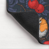 Rotkehlchen im Apfelbaum/ blau und rot  Mousepad (Ecke)