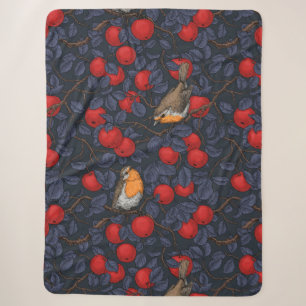 Rotkehlchen im Apfelbaum/ blau und rot  Sherpadecke