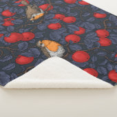 Rotkehlchen im Apfelbaum/ blau und rot  Sherpadecke (3/4)