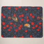 Rotkehlchen im Apfelbaum/ blau und rot  Sherpadecke (Vorderseite (Horizontal))