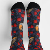 Rotkehlchen im Apfelbaum/Blau und Rot  Socken (Oben)