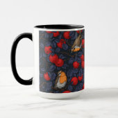 Rotkehlchen im Apfelbaum/ blau und rot Tasse (Links)