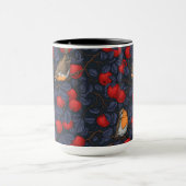 Rotkehlchen im Apfelbaum/ blau und rot Tasse (Zentrum)