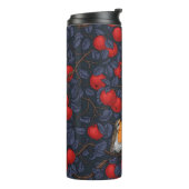 Rotkehlchen im Apfelbaum/ blau und rot  Thermosbecher (Nach links gedreht)