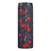 Rotkehlchen im Apfelbaum/ blau und rot  Thermosbecher (Rückseite)