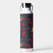 Rotkehlchen im Apfelbaum/ blau und rot Trinkflasche (Vorne)