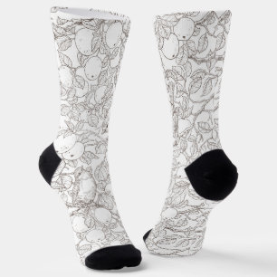 Rotkehlchen im Apfelbaum/Umber und weiß Socken