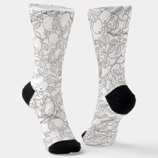 Rotkehlchen im Apfelbaum/Umber und weiß Socken (Gewinkelt)