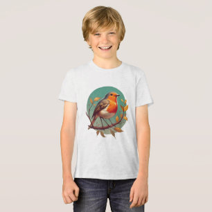 Rotkehlchen im kreisförmigen Portrait auf einem As Tri-Blend Shirt