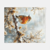 Rotkehlchen im Schnee Fleecedecke (Vorderseite (Horizontal))