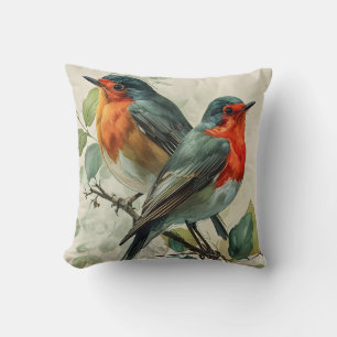 Rotkehlchen im Vintage-Stil Kissen