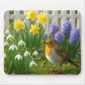Rotkehlchen in einem Frühlingsgarten Mousepad (Vorne)