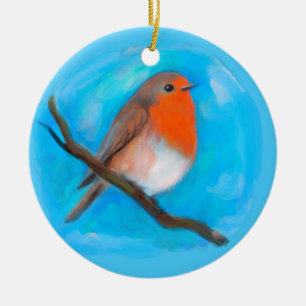 Rotkehlchen Keramikschmuck Keramik Ornament