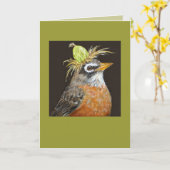 Rotkehlchen mit Stachelbeerkarte Karte (Gelbe Blume)