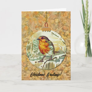 Rotkehlchen Schnee Baum Vintage Stil Weihnachten Karte
