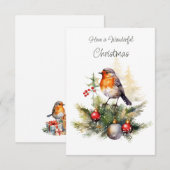 Rotkehlchen-Tannen-Weihnachtskarte Begleitkarte (Vorne/Hinten)