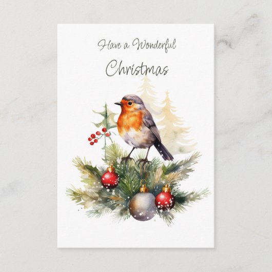 Rotkehlchen-Tannen-Weihnachtskarte Begleitkarte (Vorderseite)