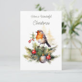 Rotkehlchen-Tannen-Weihnachtskarte Begleitkarte (Stehend Vorderseite)