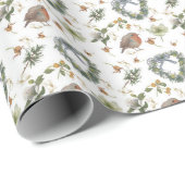 Rotkehlchen und Blumen Geschenkpapier (Rolleneckpunkt)