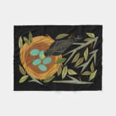 Rotkehlchen und Nest Aufkleber  Fleecedecke (Vorderseite (Horizontal))