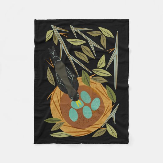 Rotkehlchen und Nest Aufkleber  Fleecedecke (Vorderseite)