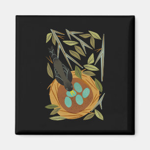 Rotkehlchen und Nest Aufkleber Magnet