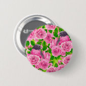 Rotkehlchen und Rosen Button (Vorne & Hinten)