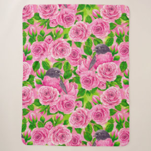 Rotkehlchen und Rosen Sherpadecke