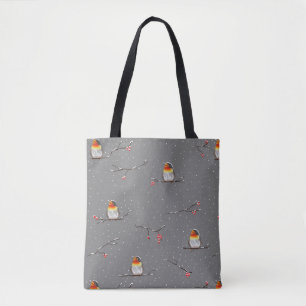 Rotkehlchen und Schneemuster Tasche
