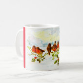 Rotkehlchen und Stechpalme Kaffeetasse (Vorderseite Links)