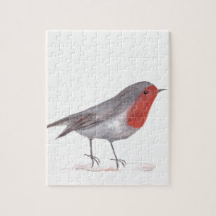 Rotkehlchen-Vogel-Aquarell-Wildtiere-Wald Puzzle