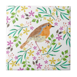 Rotkehlchen, Vogel des Weihnachtsfestes Fliese