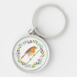 Rotkehlchen, Vogel des Weihnachtsfestes Schlüsselanhänger