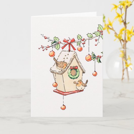 Rotkehlchen Weihnachtskarte Schnee Karte (Gelbe Blume)