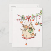 Rotkehlchen Weihnachtskarte Schnee, Robin Weihnach Feiertagspostkarte (Vorne/Hinten)
