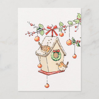 Rotkehlchen Weihnachtskarte Schnee, Robin Weihnach Feiertagspostkarte