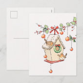 Rotkehlchen-Weihnachtskarte Schnee, Weihnachtskart Feiertagspostkarte (Vorne/Hinten)