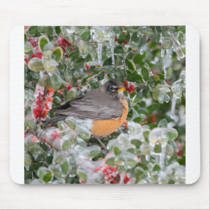 Rotkehlchen zu Weihnachten Mousepad
