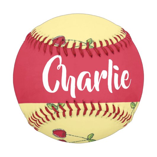 Rotkirschmuster aus individuelle Name Baseball (Vorderseite)