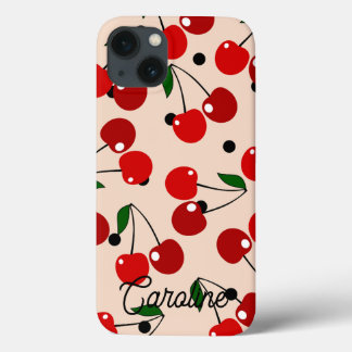 Rotkirschretro-Polka-Punkte Vintag personalisiert Case-Mate iPhone Hülle