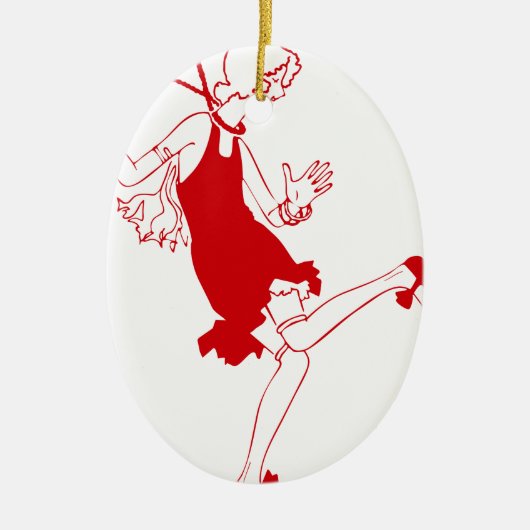 Rotklappenmädchen Keramik Ornament (Vorne)