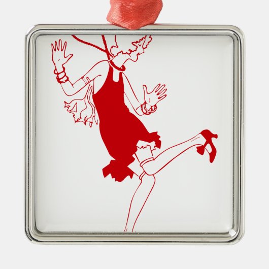 Rotklappenmädchen Ornament Aus Metall (Vorne)