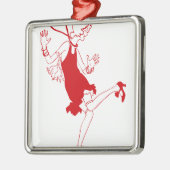 Rotklappenmädchen Ornament Aus Metall (Links)