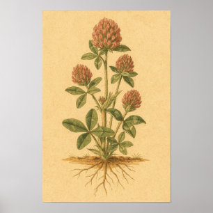 Rotklee-Botanik-Studie – 12 x 18 Poster
