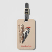 Rotkopf-Specht-Vogel Gepäckanhänger (Vorderseite Vertikal)