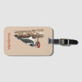 Rotkopf-Specht-Vogel Gepäckanhänger (Vorderseite (Horizontal))