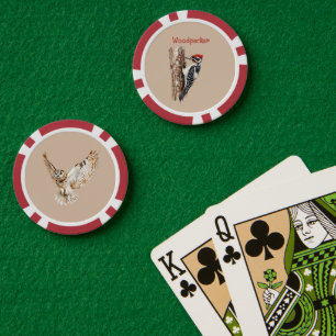 Rotkopf-Specht-Vogel Pokerchips