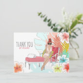 Rotkopfbrille für tropischen Glitzer Junggeselinne Dankeskarte (Stehend Vorderseite)