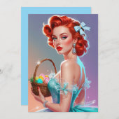 Rotkopfeier-Button-Up-Körbchen Feiertagskarte (Vorne/Hinten)